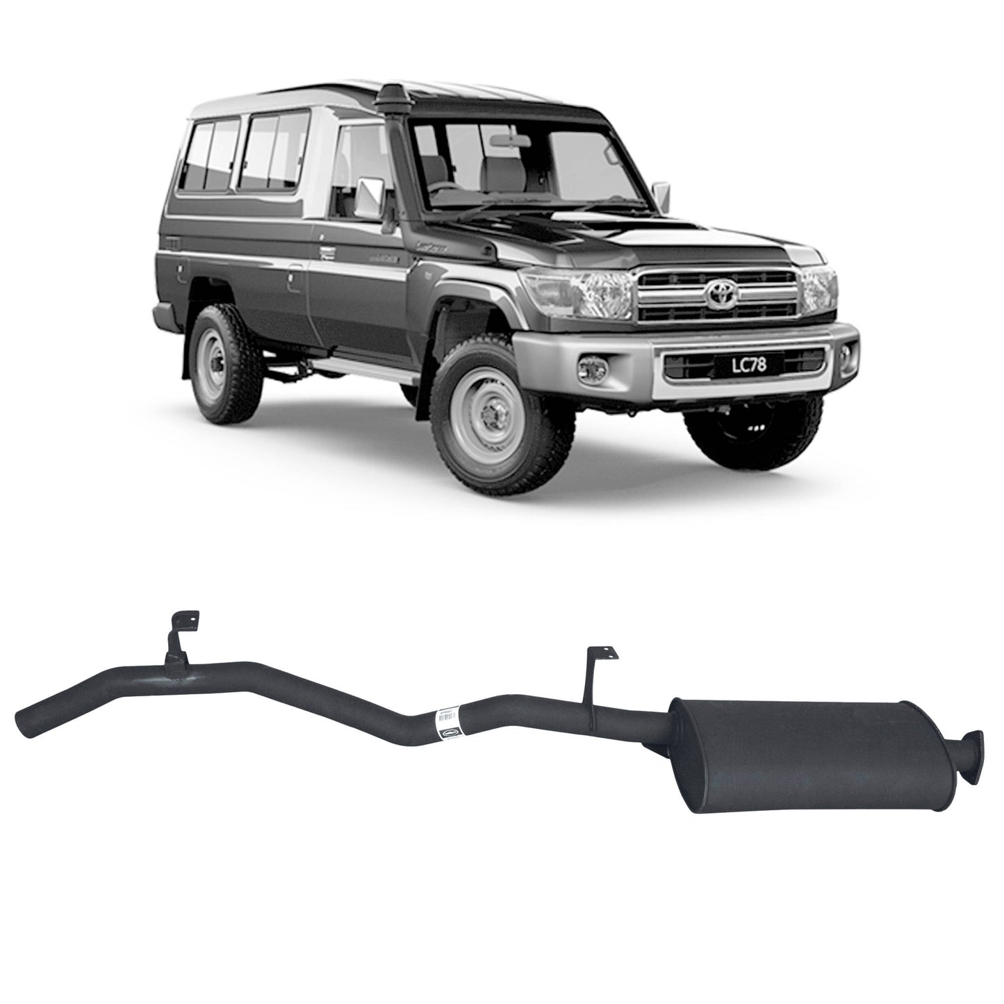 Performance 2.5" Tailpipe Assembly for the Toyota LandCruiser 75/78/79 Series 4.2L 1HZ (01/1990 - 01/2007)
