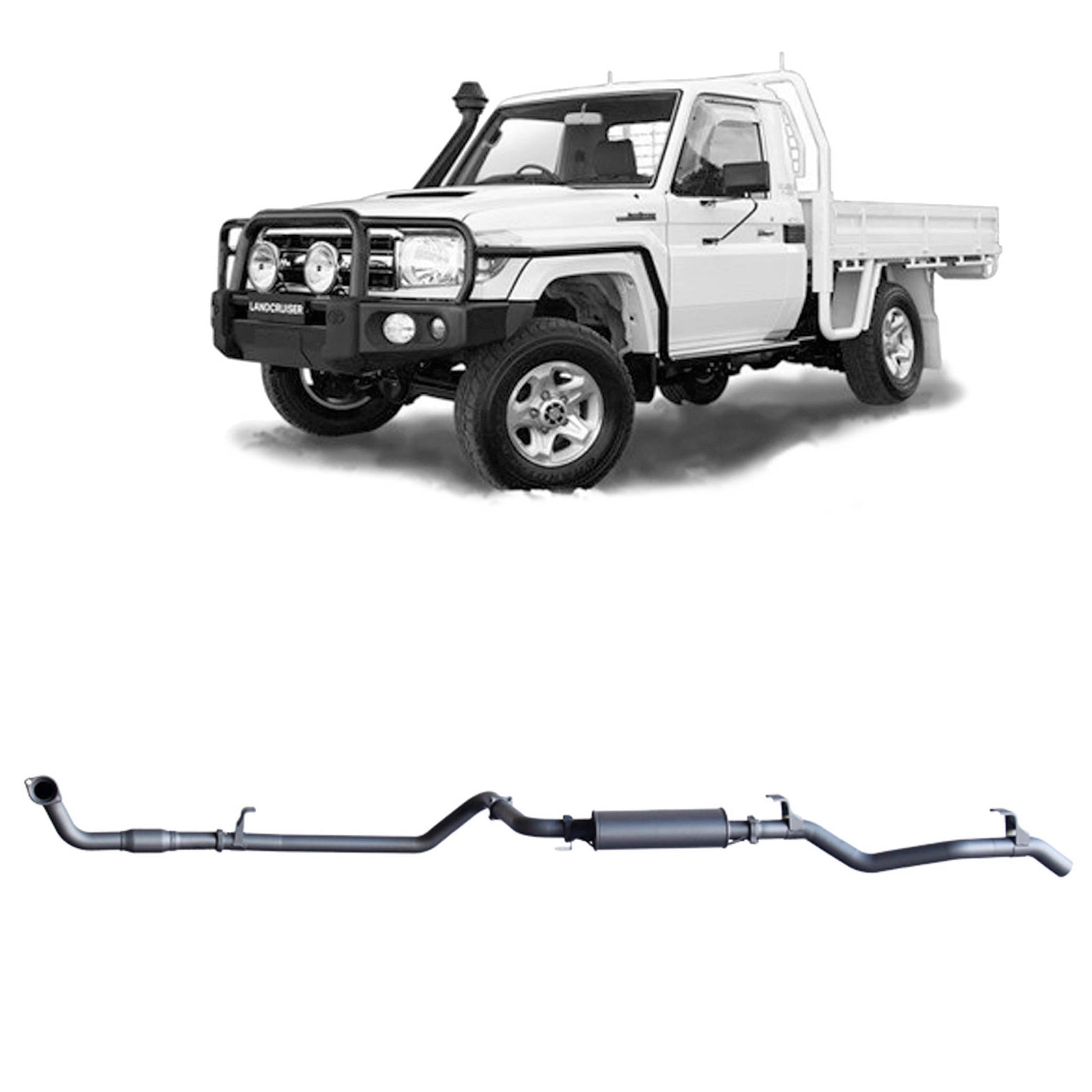 Extreme Duty 3" Factory Dump Pipe Back Exhaust for the Toyota LandCruiser 79 Series 4.2L TD (01/2001 - 01/2007) (view 6)